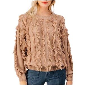 AKAIV Fuzzy Fringe Oversize Sweater